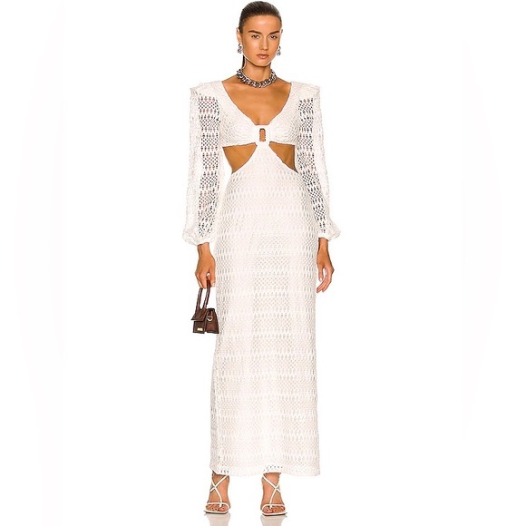 PatBO Crochet Cut Out Maxi Dress in White 0 - Picture 2 of 11